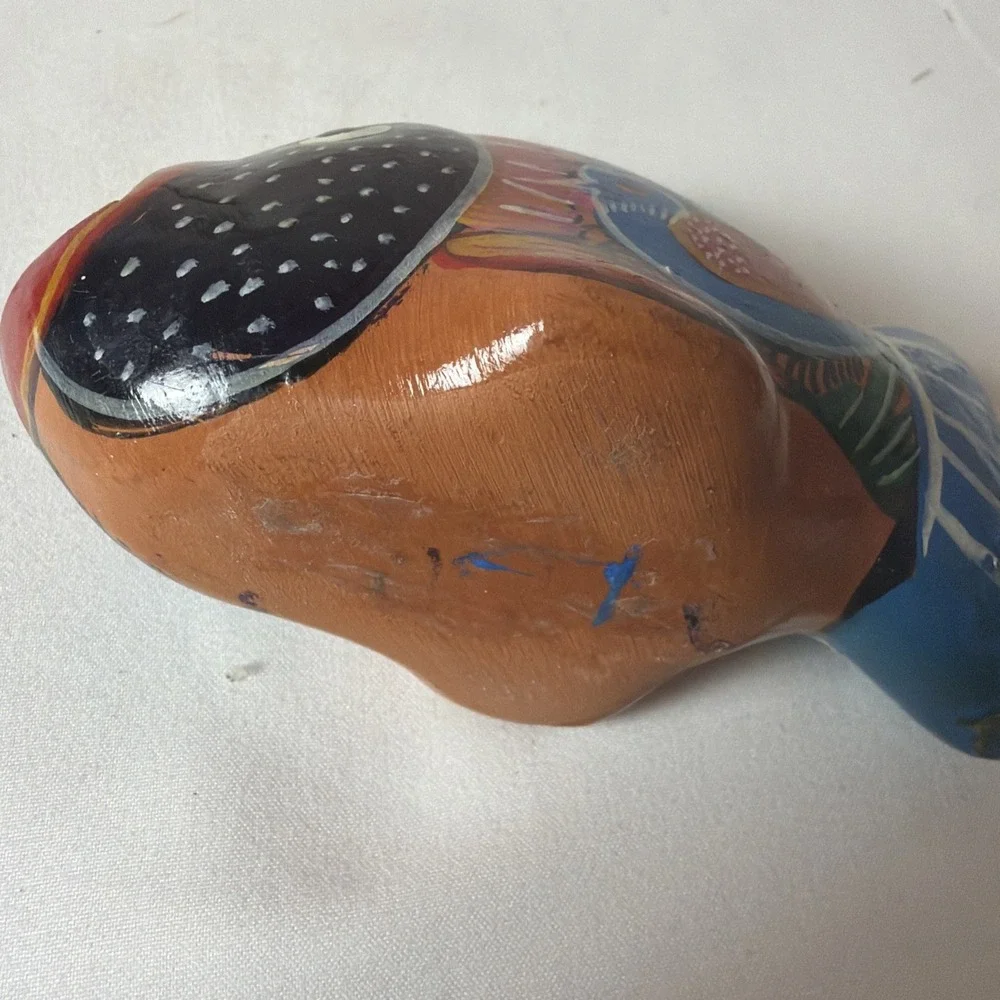 Vintage Folk Art Mexican Hand Painted Goldfish Pottery Fish.Length 4.5